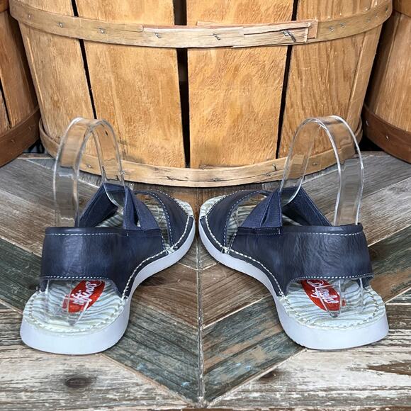 Softinos Tai383 Washed Navy Blue Leather Slingback Sandals Womens Size EU 37 - Picture 8 of 12